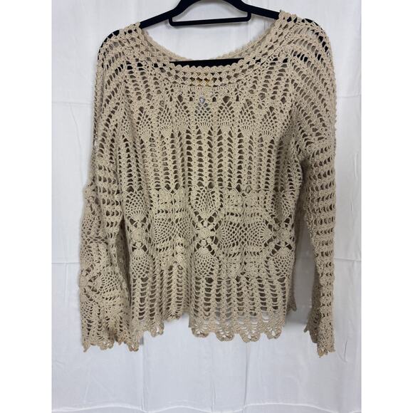 Vintage Tiara Crochet Sweater Y2K Boho Festival Knit Pullover Top M Cottage - Picture 5 of 10